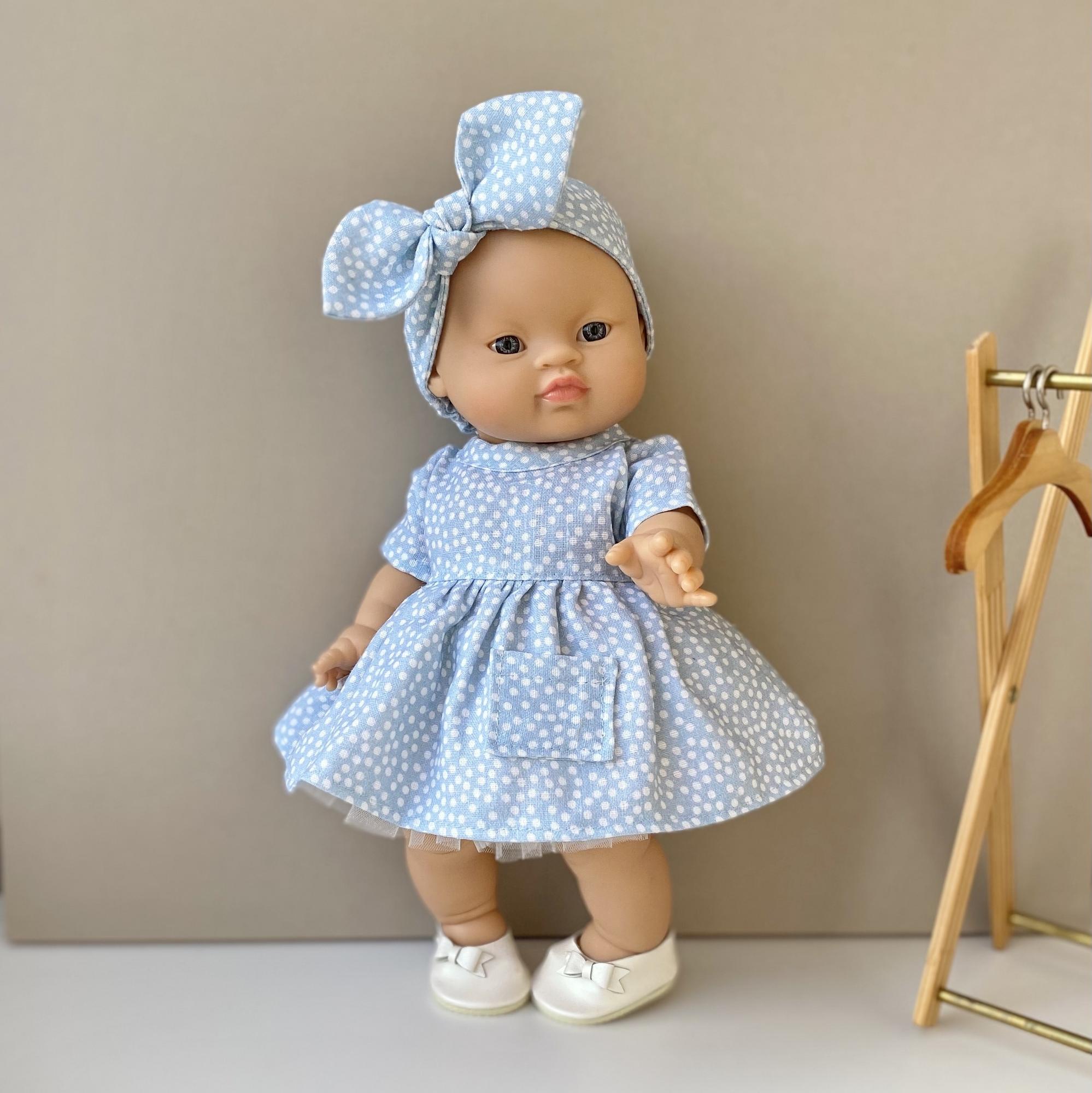 Льняное платье с принтом "Горошек"