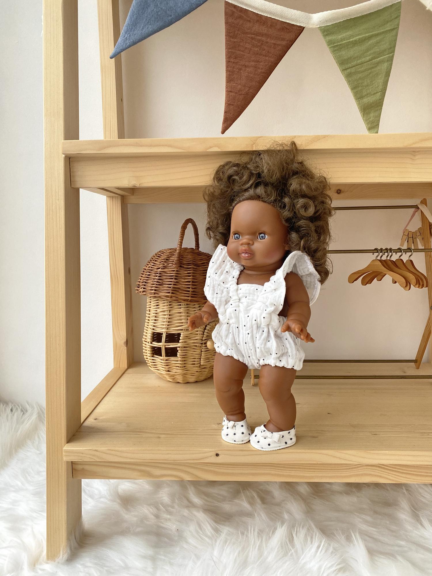 Комбинезон белый в черный горошек