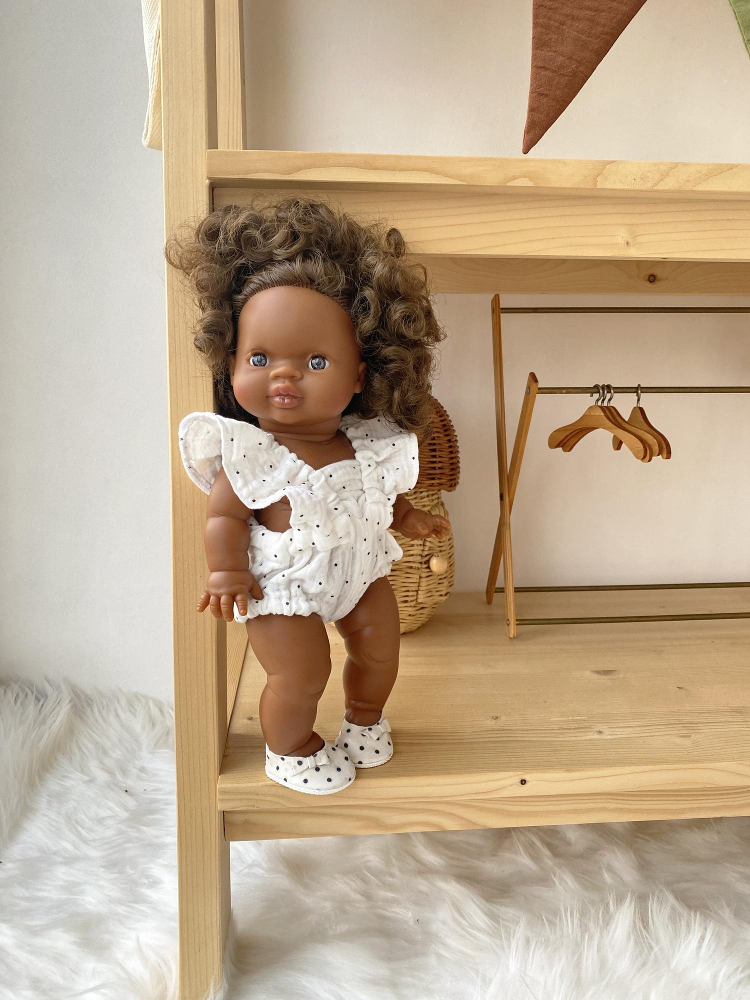 Комбинезон белый в черный горошек